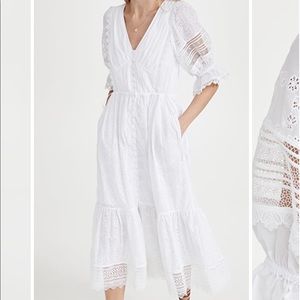 Self portrait white floral Broderie anglaise midi dress size size 4